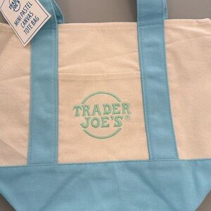 Trader Joe's *Limited Edition*  Mini Canvas Tote Bag Pastel Petal Pink